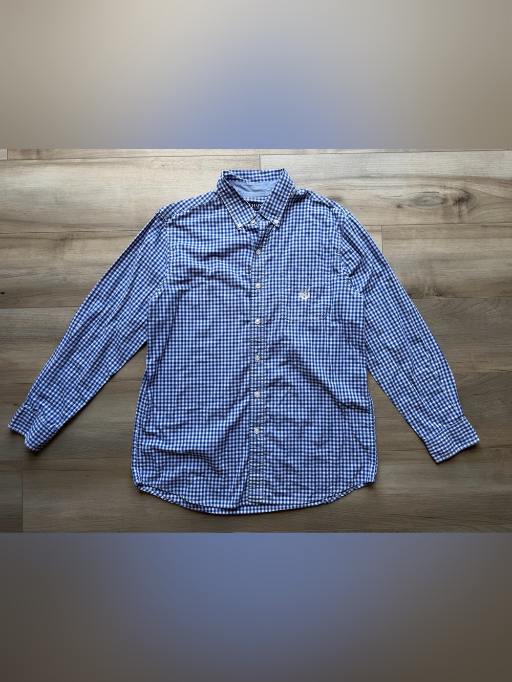 Chaps Mens Classic Blue Gingham Button-Down Shirt